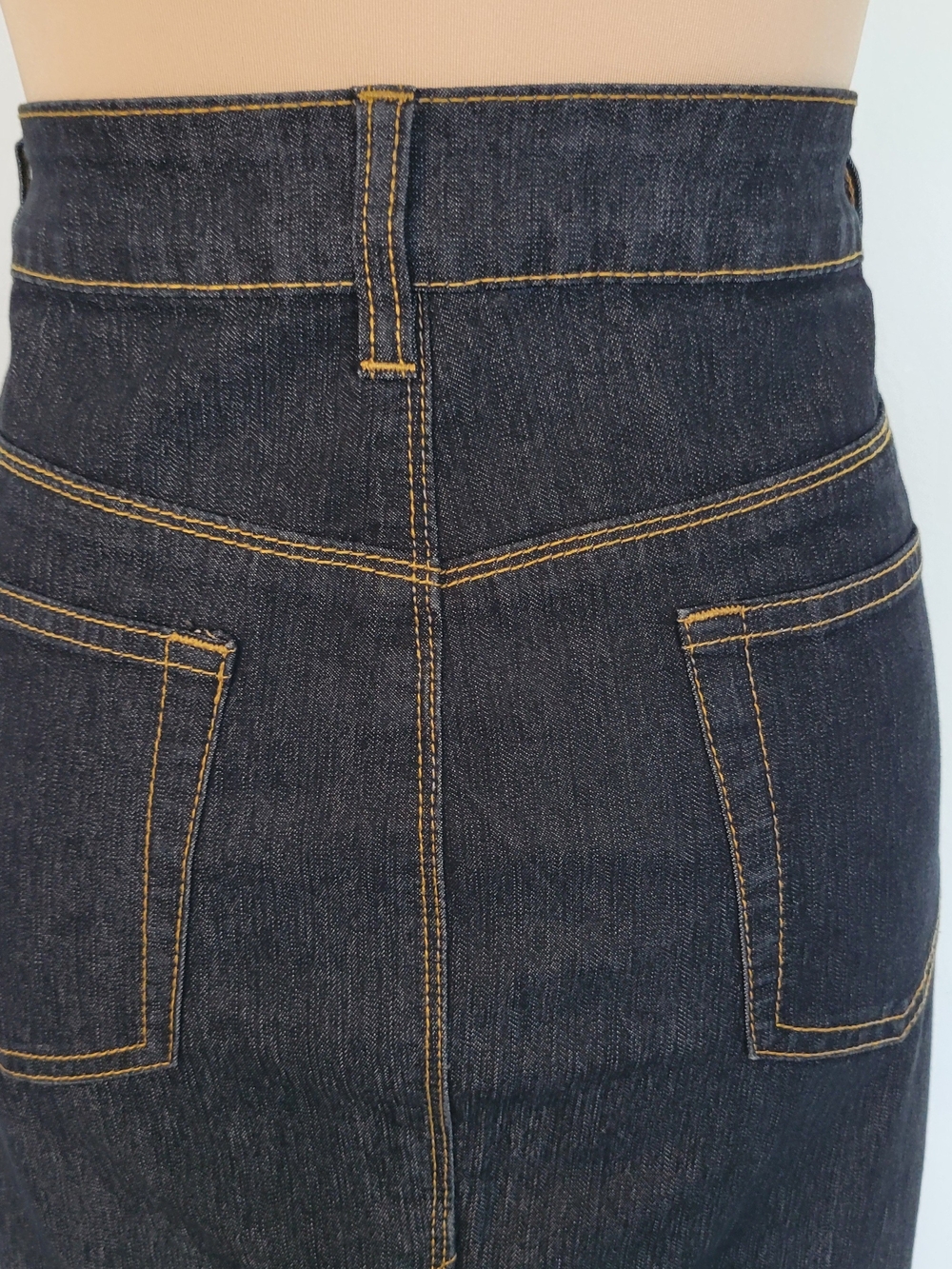 Vintage Bisou Bisou Y2K Dark Blue Denim Jeans Mermaid Trumpet Maxi Skirt Size 14 - Picture 11 of 15